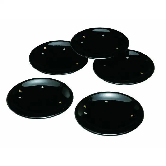 5.0寸 銘々皿 黒 千鳥 (5枚組)【YG111】