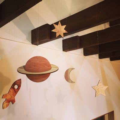 ふるさと納税 東金市 宇宙オーナメント 土星とロケット 星2つと三日月付き |  | 01