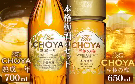 The CHOYA 熟成一年 700ml The CHOYA 至極の梅 650ml 計2本 セット 飲み比べ 羽曳野商工振興株式会社《30日以内に出荷予定(土日祝除く)》大阪府 羽曳野市 送料無料 梅酒 梅 酒 CHOYA チョーヤ チョーヤ梅酒 お酒 紀州 南高梅