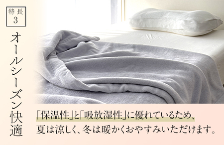 ザ・毛布「プレミアム シルク」グレー ダブル 180×200cm シルク毛布 (上質な絹・silkを使った 掛け布団 ブランケット)｜シルク 絹 天然素材 軽い あたたかい 暖かい オールシーズン 高