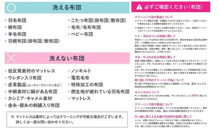 布団丸洗いクリーニング（１点パック）最長10ヶ月の保管サービス付き 布団の丸洗いで快適な睡眠を　