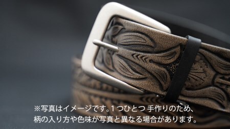 牛革ベルト（アンティーク・黒染め）【太さ40mm / 厚さ3.7mm / L(130cm)】　牛革 父の日 手作り ベルト 革製品 [BE002ya-L]
