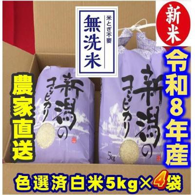 ふるさと納税 阿賀野市 【令和8年産新米】 新潟県産 「従来こしひかり」 無洗米 20kg(5kg×4袋)