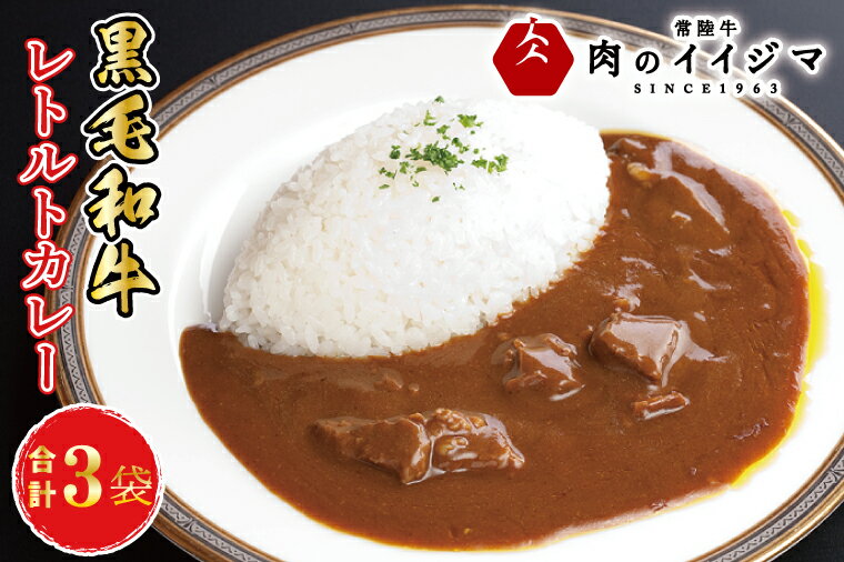 【ふるさと納税】イイジマ和牛カレー 3個入り レトルト ビーフカレー 化粧箱 国産牛 黒毛和牛 お中元 敬老の日 お取り寄せ お祝い 内祝い 出産 結婚 快気祝いプレゼント 誕生日 ギフト対応 茨城県 水戸市 肉のイイジマ（DU-86）