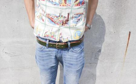 【minca】幅35mmベルト/32インチ  栃木レザーの希少な「ハーネスレザー」使用の贅沢な1枚革のレザーベルト/オリーブ/HL-B02/OLIVE/minca　571