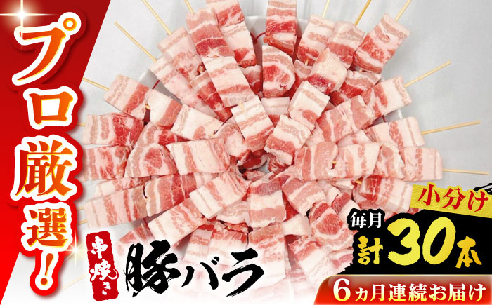 
                  【6回定期便】国産 焼き鳥セット 豚バラ 30本 / やきとり ヤキトリ 焼鳥 串セット 国産 冷凍 小分け / 南島原市 / ふるさと企画 [SBA091]
                