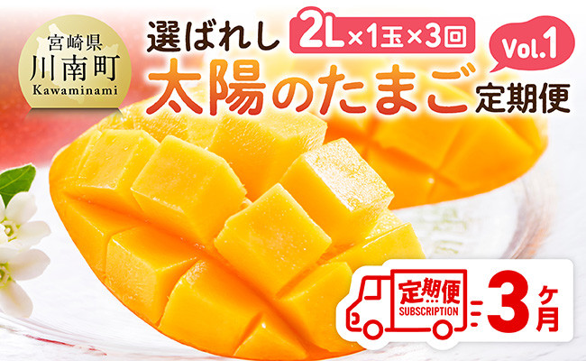 
                  【3ヶ月定期便】選ばれし太陽のたまご定期便Vol.1 【 川南町産 くだもの マンゴー   】
                