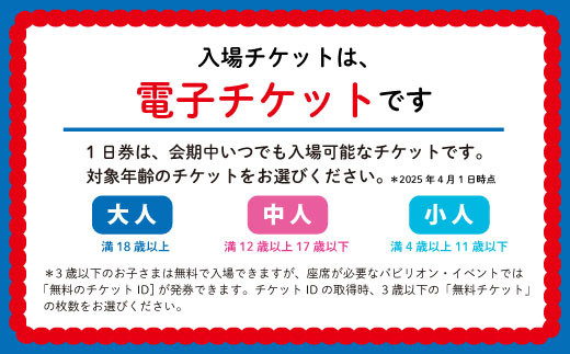 【70-06】2025年 大阪・関西万博入場チケット 一日券（小人）