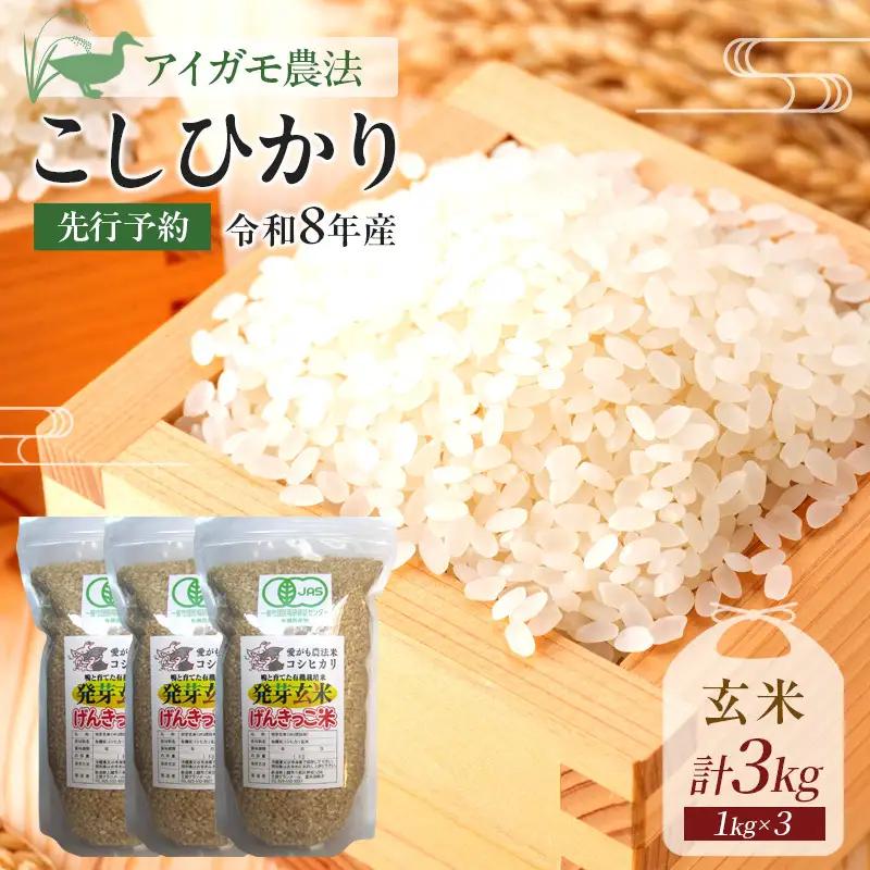 【先行予約】コシヒカリ アイガモ農法 発芽玄米 3kg コシヒカリ