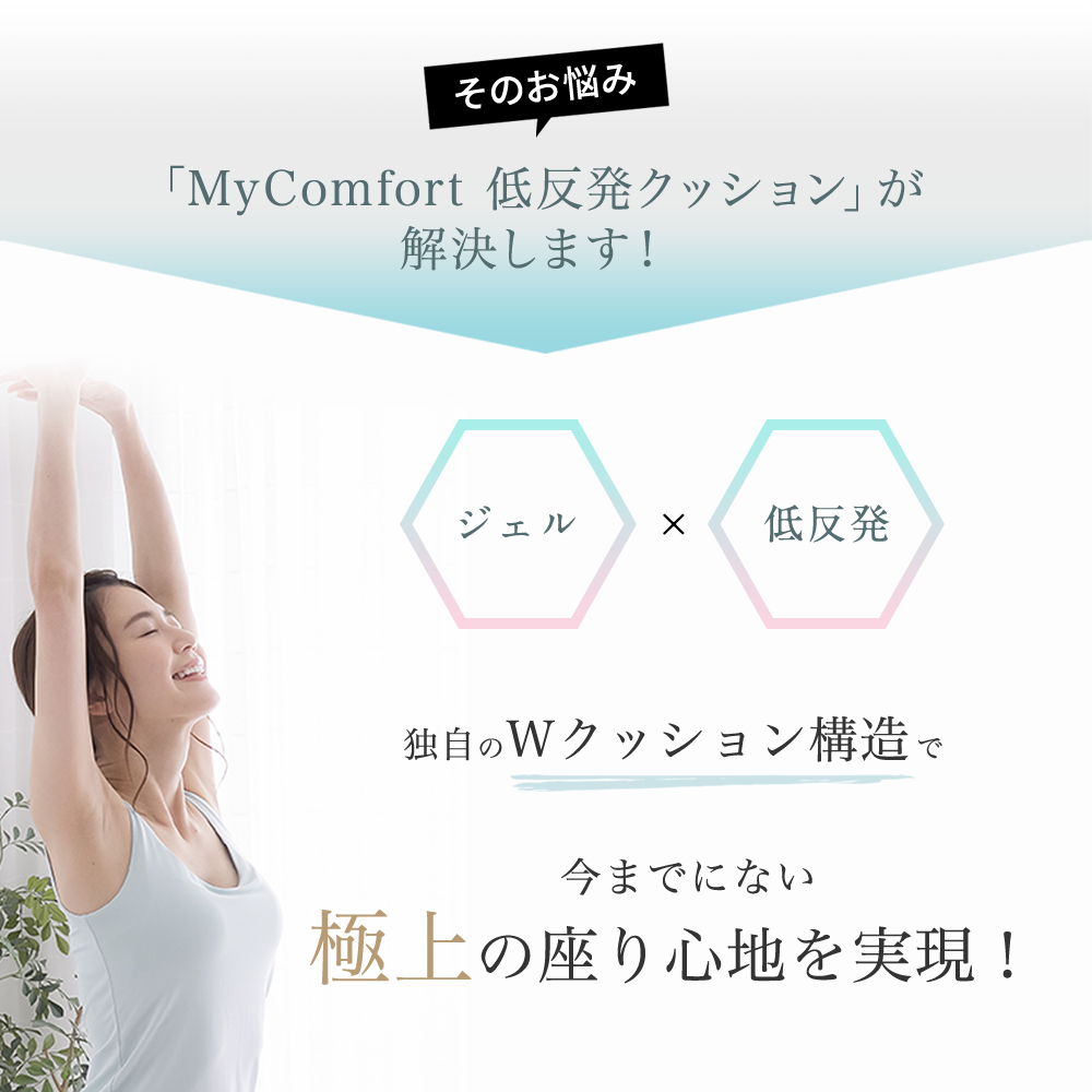 MyComfort 低反発ジェルクッション1個 ネイビー