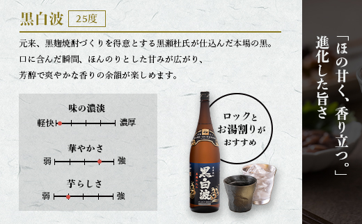 枕崎の定番焼酎【黒白波】1800ml×2本セット【薩摩焼酎】A6−122【1563905】