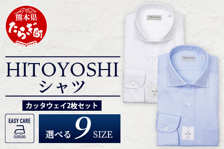 EASY CARE カッタウェイ 2枚セット HITOYOSHIシャツ 【サイズ：41(L)-84】 日本製 ホワイト ブルー ドレスシャツ HITOYOSHI サイズ 選べる 紳士用 110-0710-41-84