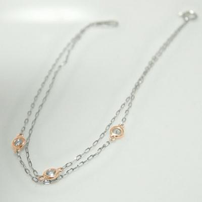 ふるさと納税 甲府市 PT850/K18ピンクゴールド ダイヤチェーンブレスレット【28861-4】 |  | 02