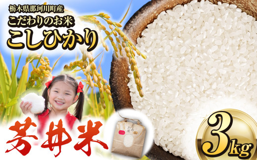 【先行予約】那珂川町産芳井米 3kg | お米 精米 美味しい 白米 とちぎ 玄米 共通返礼品 送料無料 那珂川町 栃木県