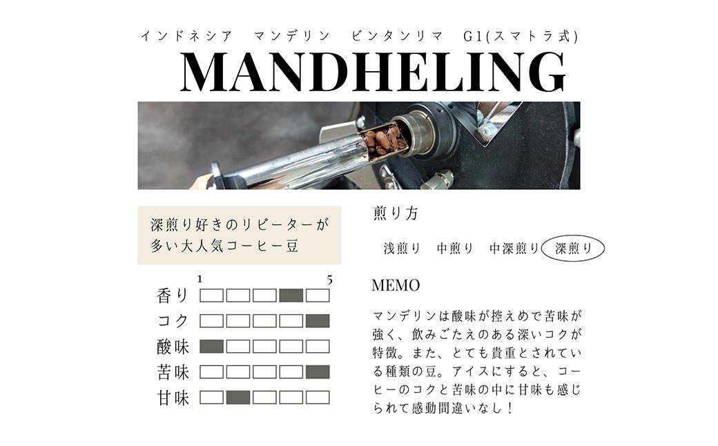 インドネシア マンデリン ビンタンリマ G1 スマトラ式 ( 深煎り ) 400g (200g×2) コーヒー 珈琲