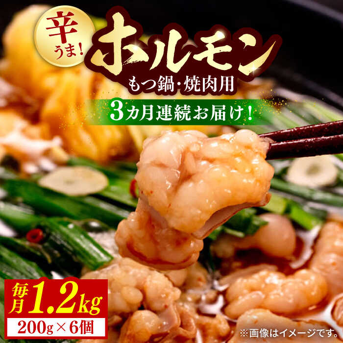 【ふるさと納税】【全3回定期便】【やみつき辛うま！】もつ鍋・焼肉用 国産ホルモン 200g ×6《豊前市》【ますだ産業】[VBV006] 58000 58000円