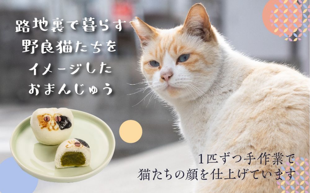 招福猫子まんじゅう 5個入　❘ まんじゅう 饅頭 猫 ねこ 詰め合わせ 和菓子 お茶請け 贈答 ギフト プレゼント バレンタイン ホワイトデー 母の日 飛騨高山 稲豊園 JW001