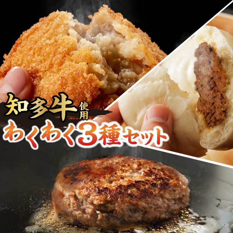 【ふるさと納税】【 知多牛使用 】わくわく3種セット 中華まん ハンバーグ コロッケ 揚げ物 牛肉 惣菜 おかず 国産小麦 牛肉まん 中華 おやつ 詰め合わせ お取り寄せ グルメ 食品 冷凍 送料無料
