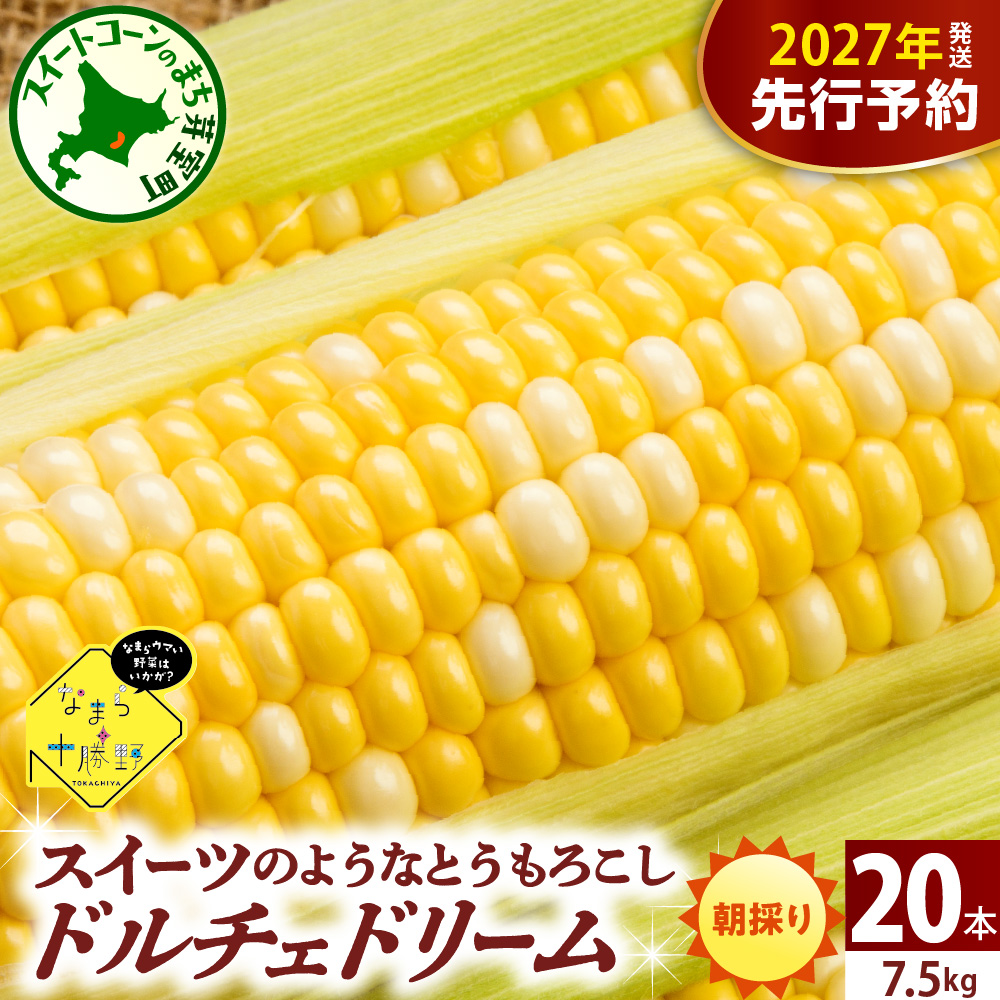 【先行受付】【2027年7月下旬～8月15日頃配送】北海道十勝芽室町 なまら十勝野　ドルチェドリーム(20本) 　me001-045-27b／スイートコーン バイカラー コーン とうきび 生 野菜 朝採り 産地直送 お取り寄せ 冷蔵便 送料無料