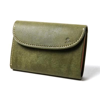 ふるさと納税 米子市 MOTOマットバケッタ三つ折りミドルウォレット(GREEN)本池秀夫監修