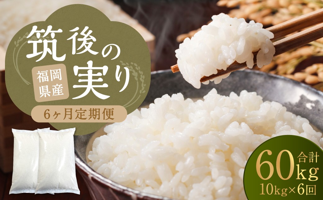 【6回定期便】 筑後の実り 10kg×6回 定期便 米 白米 ブレンド ご飯 国産 贈り物 定期便 福岡県 筑後市