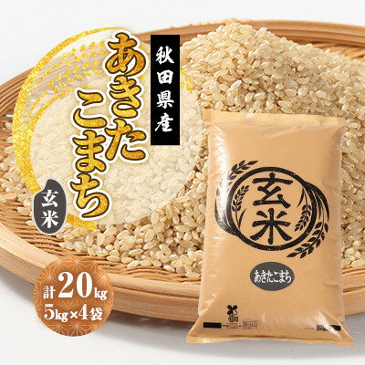 【ふるさと納税】【毎月定期便】あきたこまち 玄米 20kg(5kg×4袋)全3回【配送不可地域：離島・沖縄県】【4080847】