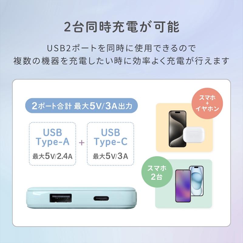 Owltech(オウルテック) Type-C 入力&出力対応で軽量110g 5000mAh 小型軽量モバイルバッテリー OWL-LPB5012-KI キナリ