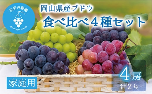 
                  岡山　花笑み農園の『食べ比べ4種』シャイン入り　家庭用　2kg (4房) 4M-2家【1650753】
                