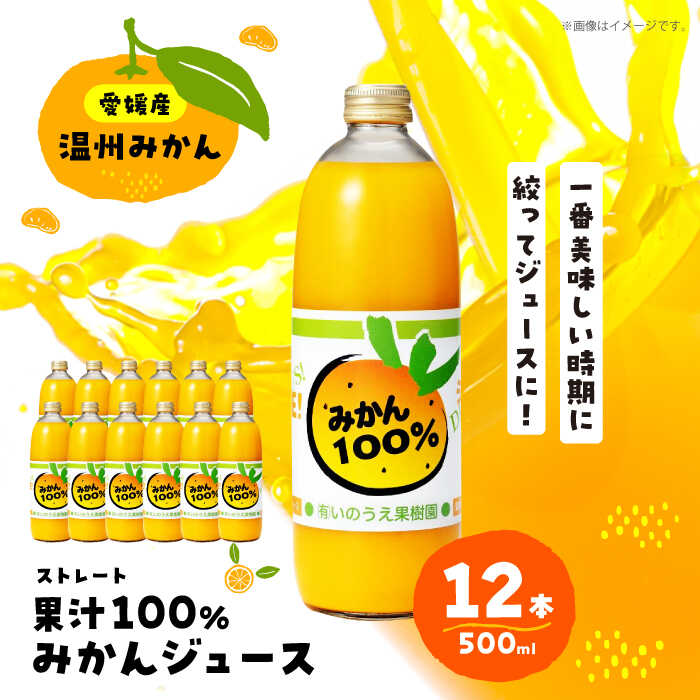 【ふるさと納税】 温州 みかん ジュース ストレート 500ml × 12本 | 人気 おすすめ ランキング おいしい 甘い 国産 愛媛 フルーツ ギフト 果物 オレンジ 大洲市/いのうえ果樹園[AGBV008] 30000 30000円