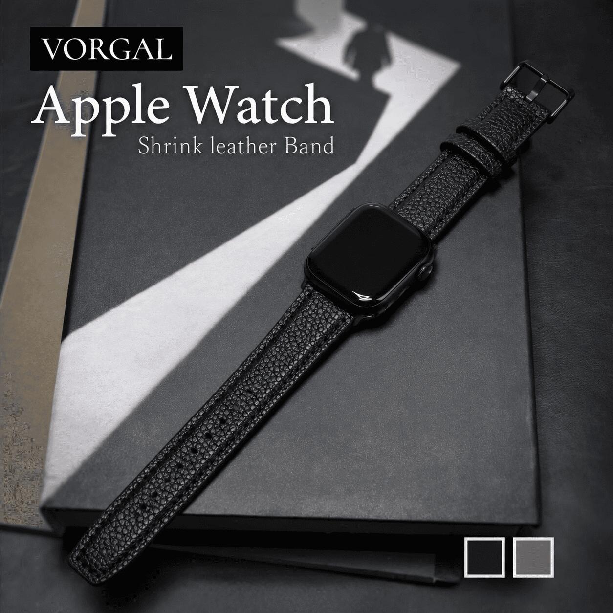 【ふるさと納税】 Apple Watch レザーバンド ブラック チャコールグレー シュリンクレザー アップルウォッチ バンド 腕時計 アップルウォッチバンド VORGAL ヴォルガール 42mm 44mm 45mm 46mm 49mm ビジネス フォーマル 実用的 機能性 株式会社オウルテック 神奈川 海老名