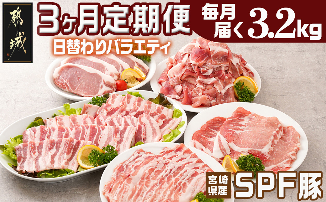
≪3回連続お届け≫「宮崎SPF豚」日替わりバラエティセット定期便_T48-3-K901_(都城市) 宮崎県産豚 小間切れ ロース 肩ローススライス バラ ステーキ 焼肉 しゃぶしゃぶ 真空
