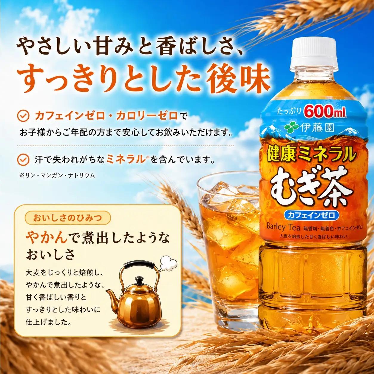 麦茶 伊藤園 600ml 48本 健康ミネラル 【麦茶】