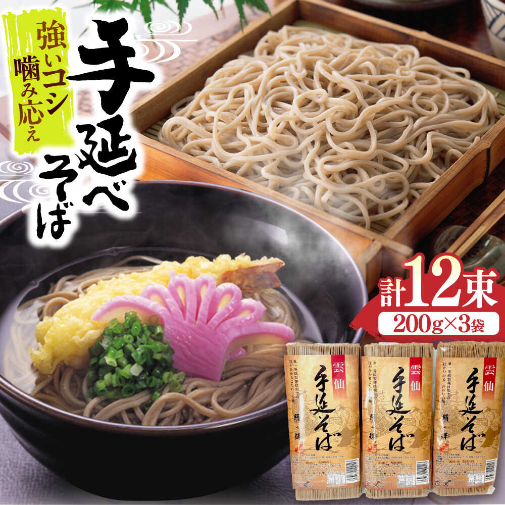 【希少！強いコシ】手延べ そば 600g (200ｇ×3袋) / 蕎麦 ソバ そば 乾麺 麺 / 南島原市 / 野村屋 [SCS014]
