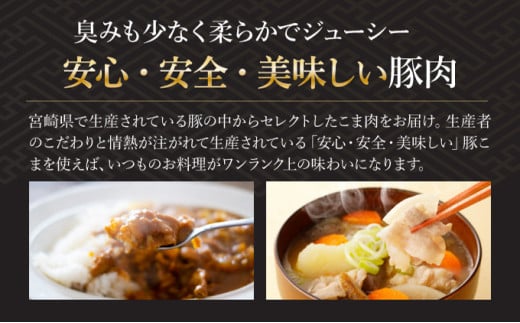 KU231 【数量限定】宮崎県産豚こま　計5kｇ(500ｇ×10パック)　炒め物や煮物にもオススメ！