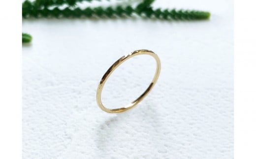 K18 丸つち目 細リング（ハンドメイド）【サイズ：9号】