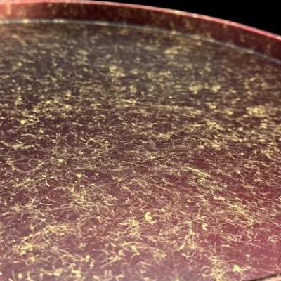 ふるさと納税 高野町 木製 丸トレイ　乱糸 (マット仕上げ)　赤溜 |  | 02