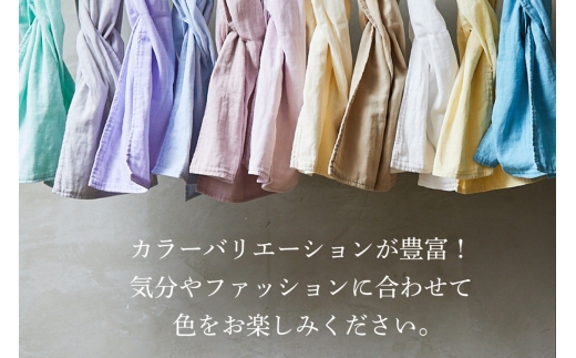 和ざらし加工 ガーゼショートマフラー 103cm×17cm《日本伝統の和ざらし加工仕上げ》ハニーイエロー｜手ぬぐい ふわーが お散歩 ジョギング 汗拭き タオル 日本製 綿100% 3重仕立て 差し込