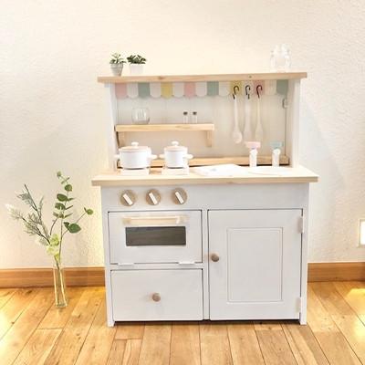 ふるさと納税 茅野市 メーベルヒナナ　木製　おままごとキッチン　Lワイドサイズレンジ　ナチュラル