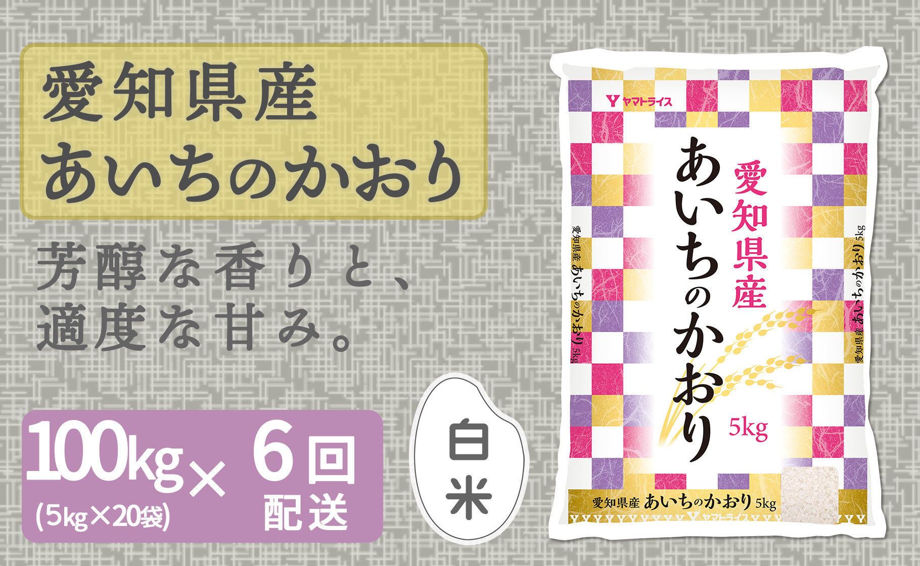 
【精米】6回定期便 愛知県産あいちのかおり 100kg（5kg×20袋）　安心安全なヤマトライス 米 白米 国産 大容量 5キロ こめ コメ ごはん　H074-616

