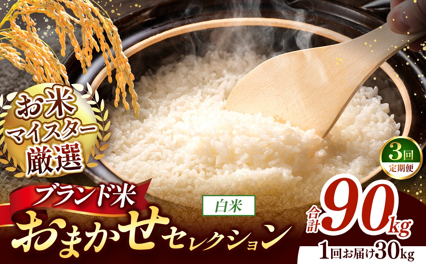 
                  【 令和7年産 】おまかせ セレクション 【定期便3回】熊本県産 白米  ＜ひのひかり / 森のくまさん / くまさんの輝き ＞ 30kg  | 単一銘柄 米 単一米 お米 こめ 小分け 人気 コメ お米 5kg 10kg 15kg 20kg 25kg 30kg 定期便 3回 6回 12回 ブランド米 菊池川流域 家庭用 送料無料 熊本 くまもと 熊本県 和水 和水町 人気 ごはん
                