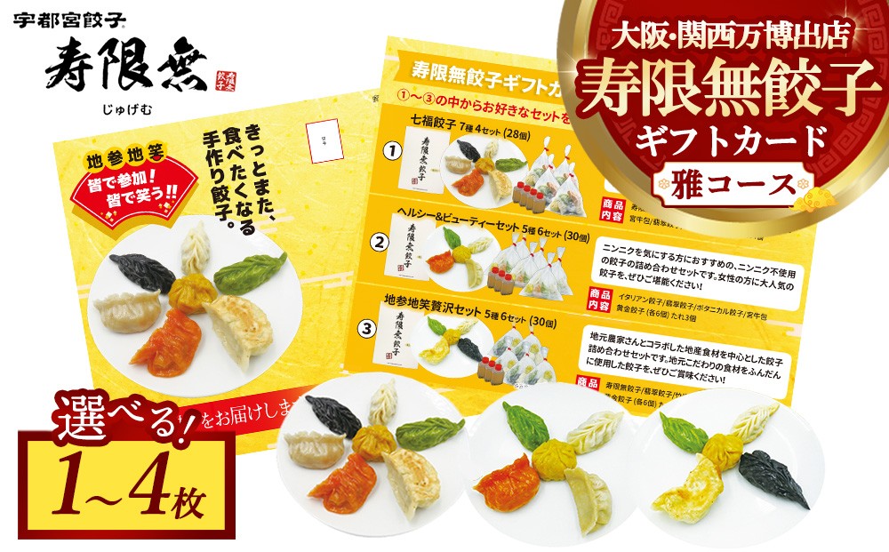 
            寿限無餃子ギフトカード 雅コース｜チケット ぎょうざ ギョウザ ギョーザ 冷凍食品 冷凍餃子 惣菜 夜ご飯 おかず おつまみ 手軽 時短 お取り寄せ グルメ
          