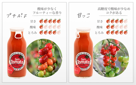 飛騨産 100％ 無添加 ミニトマトジュース180ml  4本セット(5) 2種類 (プチぷよ、甘っこ)（各2本）【113-8】