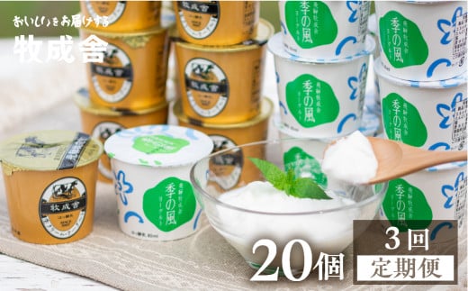 《定期便》牧成舎 ヨーグルト20個セット 3ヶ月定期便 生クリームヨーグルト 季の風 2種類