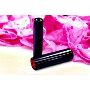 【女性向け】手彫り職人が彫った黒水牛印鑑13.5ミリ　イタリアンレザ－花柄入り印鑑ケース付き