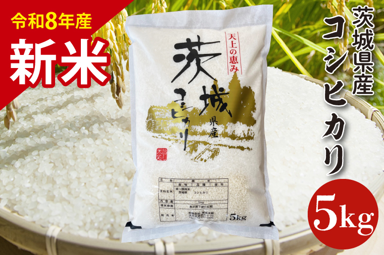 【10月以降順次発送】【令和8年産】茨城県産コシヒカリ 5kg 新米 お米 ごはん こしひかり 老舗 米屋 おにぎり ごはん 茨城県 水戸市 5キロ (HQ-91)