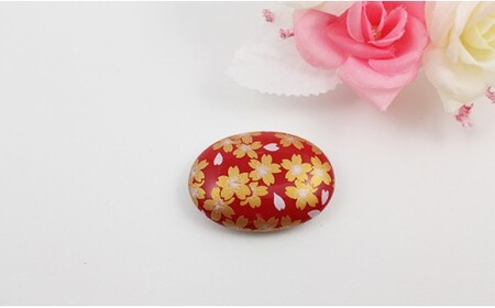 有田焼帯留め 赤金桜紋様 有田焼アクセサリー二宮閑山 A18-230