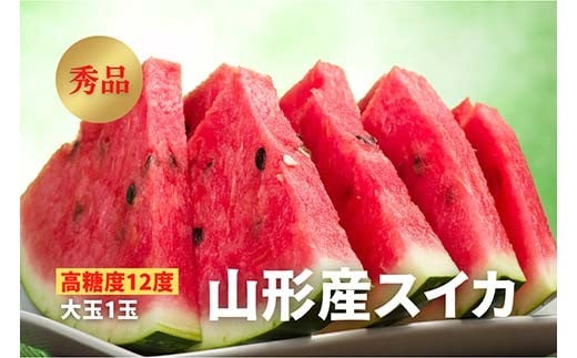 《2026年先行予約》【高糖度12度】山形県産 スイカ 秀品 大玉1玉 FSY-0449