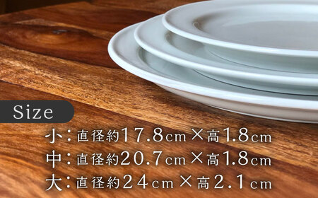 【瀬戸焼】 典型プレート 3サイズセット　【カラー：グレーホワイト】 食器 お皿 セット 瀬戸市 / 双寿園 [BBBI007]