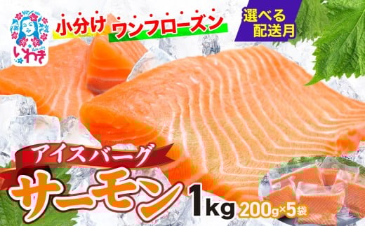 【2025年11月発送】アイスバーグサーモン（アトランティックサーモン）　約1kg（約200g×5袋） 刺身 フィレ 個包装 冷凍 さけ サケ 生食サーモン 鮭 魚 海鮮 手巻き寿司 海鮮丼 人気 おすすめ ノルウェー産