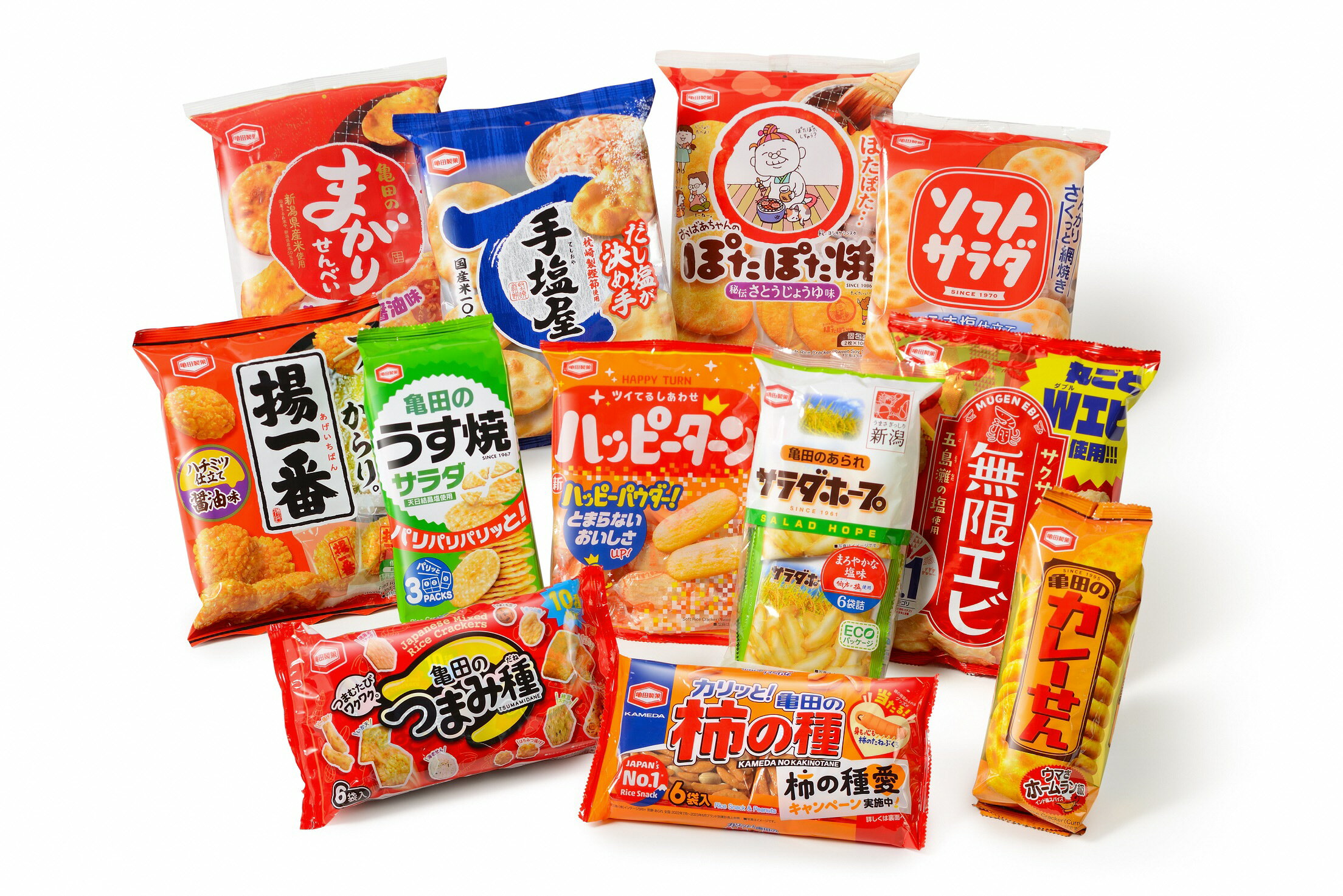 【ふるさと納税】亀田製菓 12種 米菓詰合せセット お菓子 おかき せんべい つまみ おつまみ 晩酌 ハッピーターン 柿の種 サラダホープ ソフトサラダ など お中元 お歳暮 お年始 贈答 贈り物